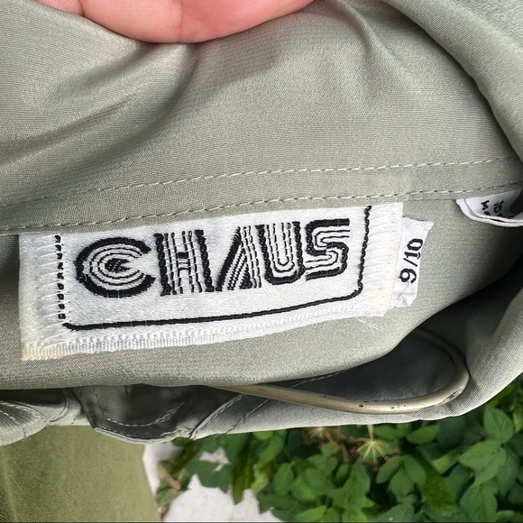 Vintage sage green half button blouse - Picture 3 of 3